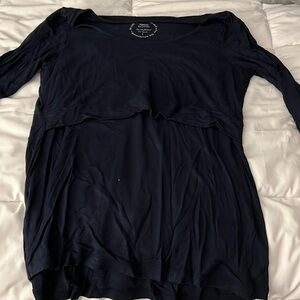 Seraphine navy blue long sleeve nursing shirt